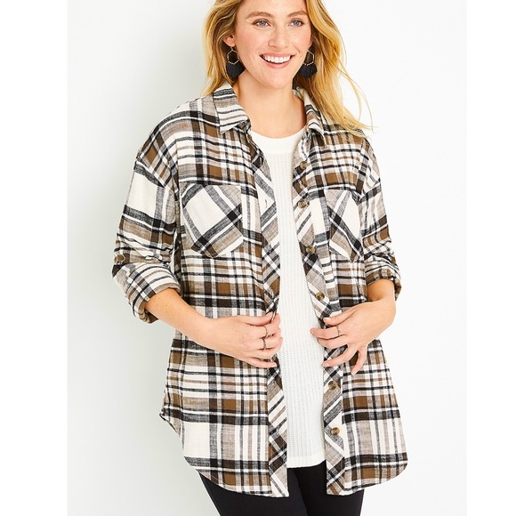 Maurices Tops - Maurice’s Women’s Cabin Plaid Boyfriend Button Down Shirt